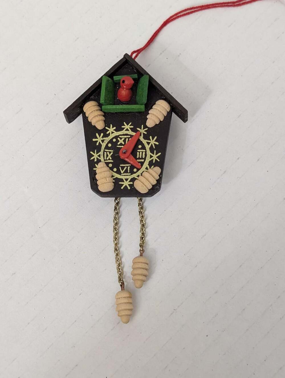Steinbach Volkskunst Cuckoo Ornament, Hand-Crafted Black Forest, Red Cuckoo Bird